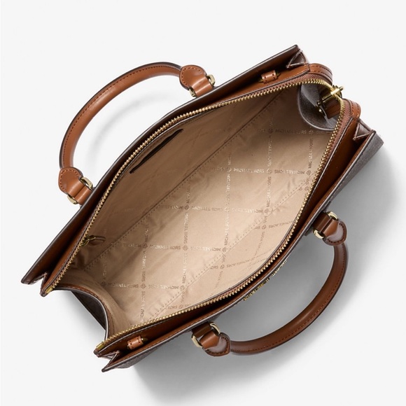 Michael Kors Sheila Medium Signature Logo Metallic Satchel Crossbody Bag - Picture 3 of 13